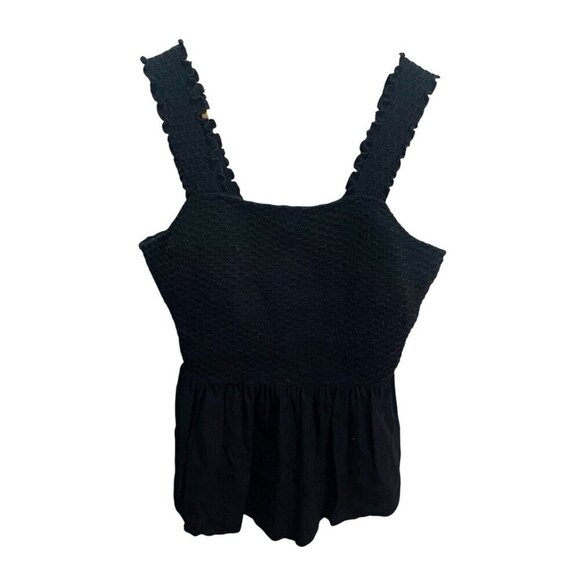 Chelsea28 Nordstrom Black Smocked Sleeveless Poplin  Tank Shirt S - Picture 1 of 4